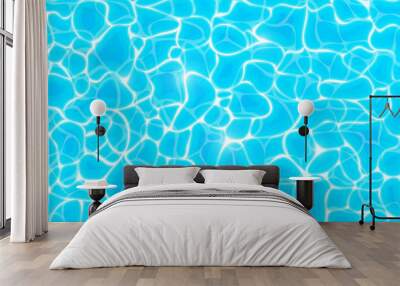 Water vector background, ripple and flow with waves. Summer blue swiming pool pattern. Sea, ocean surface. Top view Wall mural