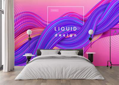 Wave color vector background. Liquid flow paint 3d design illustration. Geometric dynamic wavy color ink art concept Wall mural