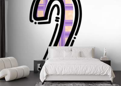 Number 2 alphabet letter png graphic, plaid pattern  Wall mural