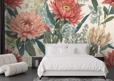 botanical flower bunch print digital background Wall mural