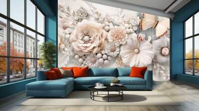 3d floral background and 3d floral tumbler wrap Wall mural