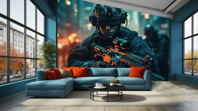 soldier with gun Wall mural