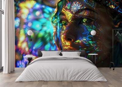 woman face for technology effects glowing lights  Wall mural