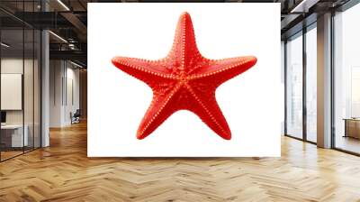 Isolated Red Starfish on Transparent Background. Generative AI Wall mural