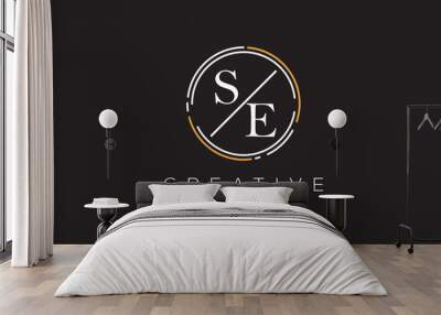 letter se elegant and luxury Initial with circle frame minimal monogram logo design vector template Wall mural