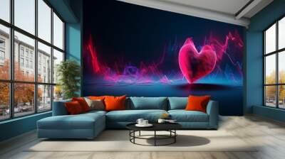 Vibrant color heart beat line concept Wall mural