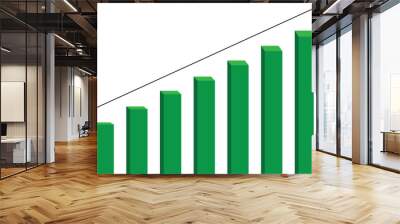 Growing Column Chart with Green Blocks and Arrow Line Wall mural