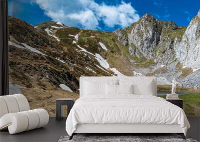 Trekking to the lake in the beautiful Carnic Alps, Friuli-Venezia Giulia, Italy Wall mural