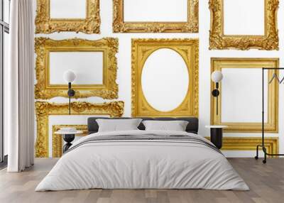 set of gold vintage frame isolated on white background Wall mural