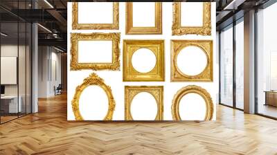 Set of golden vintage frame isolated on white background Wall mural