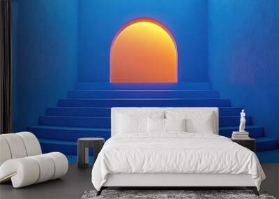 blue podium with circles background Wall mural