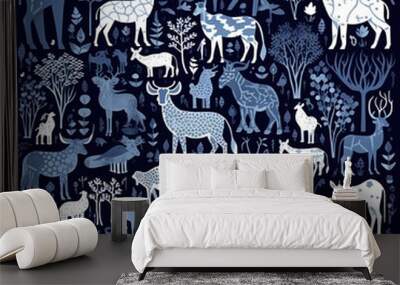 seamless pattern with animals Wall mural