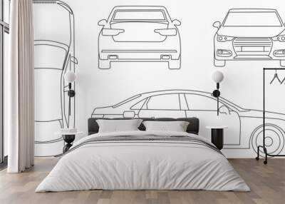 Vector Car line art and car logo symbol Wall mural