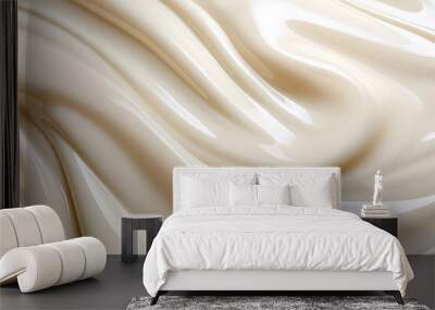 A close-up macro photo that vividly captures the texture of flowing liquid white chocolate Wall mural