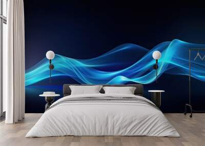 Beautiful abstract wave technology background with blue light digital effect Wall mural