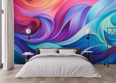 Dynamic waves of vibrant abstract colors Wall mural