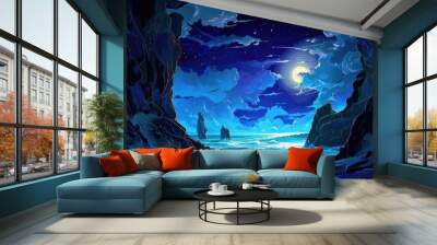 Rocky Cove at Nightfall Wall mural