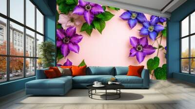 A beautiful purple floral background with summer flowers Wall mural