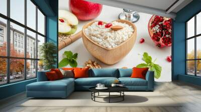 A diet sport lifestyle concept that promotes healthy food in the heart and water Wall mural