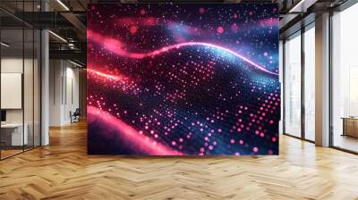 Abstract geometric digital connection structure with dots and lines in three dimensions Wall mural