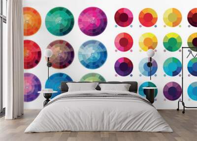 An illustration set of color theory with complementary and secondary tones. Wall mural