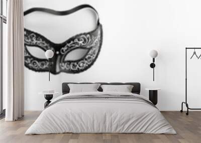 An isolated Venetian carnival mask in black color with glitter decoration Wall mural