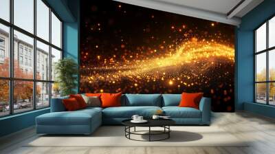 Animated gold shine burst with sparkles. Modern illustration isolated on black Wall mural