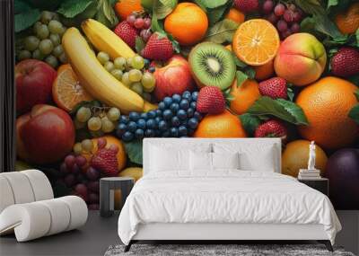 Assorted colorful fruits with rich vitamin nutrition healthy food for background. Wall mural