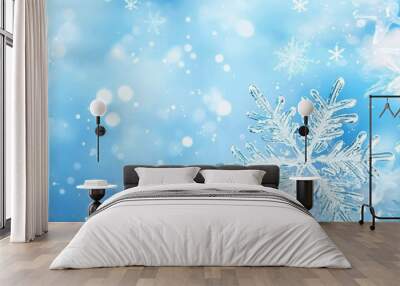 Close-up of snowflakes in winter. Background for winter holidays. Wall mural