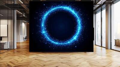 Digital, futuristic, technological circle of midnight blue shining dust spots with a clear magic effect Wall mural