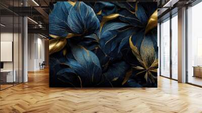 Flowers in the style of watercolor art. Luxurious floral elements, botanical background or wallpaper design, prints and invitations, postcards. Delicate flower leaves 3D illustration Wall mural