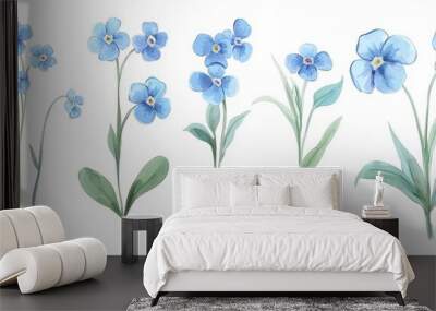 Flowers watercolor created using AI in spring Wall mural