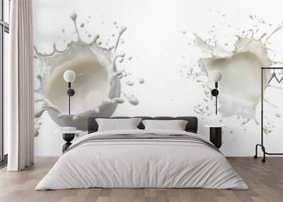 Full-length milk splash view on transparent background Wall mural