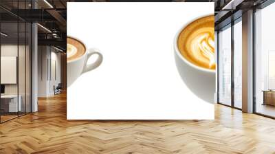 Isolated white background with coffee latte and coffee beans Wall mural