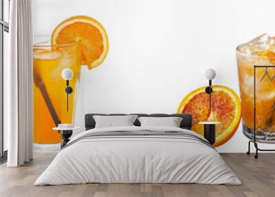 Isolated white background with tequila sunrise cocktail Wall mural