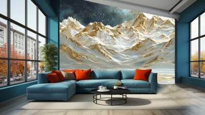 Mountain lake and starry sky at night Wall mural