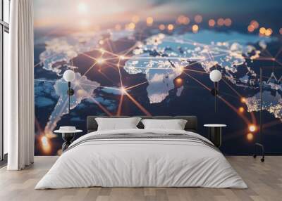 Network concept for global communication. Global business strategy. Wall mural