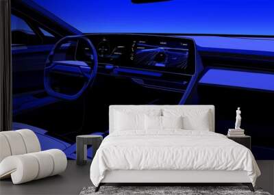 On a dark background, a close-up view of a futuristic car interface can be seen Wall mural