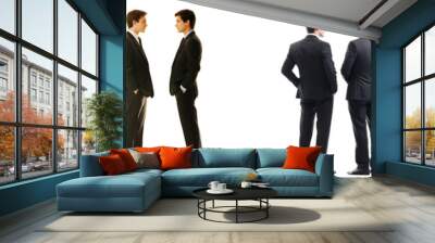 On a transparent background, two businessmen discuss something from the back Wall mural