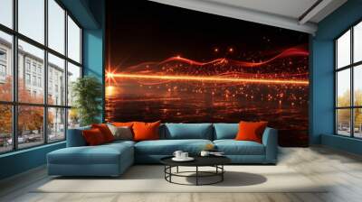 Red laser beams isolated on transparent black background. Modern illustration, EPS 10. Wall mural