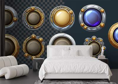 Round frames of various colors and materials vector illustration Wall mural