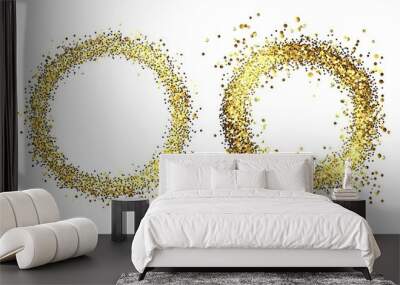 Round ring comet quasar fairy tail pulsar bright fragments sprinkled elements isolated on white. Wall mural