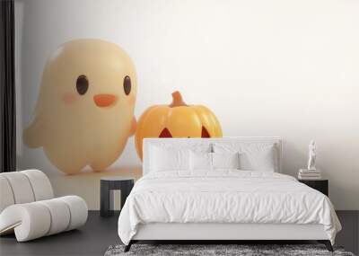 The ghost dress up concept is created from white sheets (white ghost dress up) or cloth ghost dress up for Halloween festival events isolated on a clean png background. Wall mural