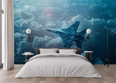 The introduction of digital radar interfaces on military aircraft as part of aviation technology advancements Wall mural