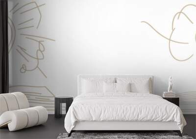 The light bulb above is a continuous line illustration. Knowledge and creativity concepts are shown in linear style. Reading and writing concepts are shown in editable strokes. A modern outline Wall mural