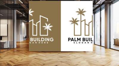 palm building logo design with creative concept Wall mural