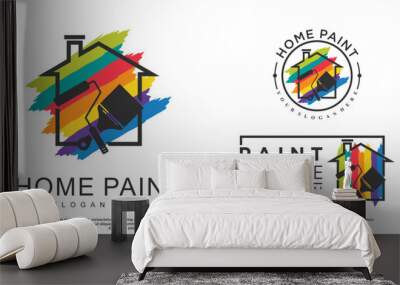 Set collection home painting logo design with brush element and creative color Premium Vector Wall mural