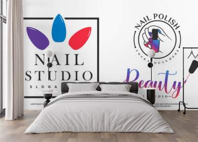 Set of nail logo design for beauty salon with modern conecpt Premium Vector Wall mural