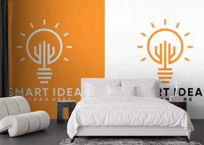 smart idea logo design with creativ concept Wall mural