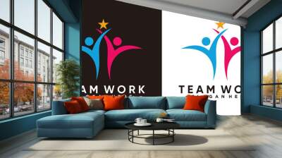 team work logo design with creativ concept Wall mural